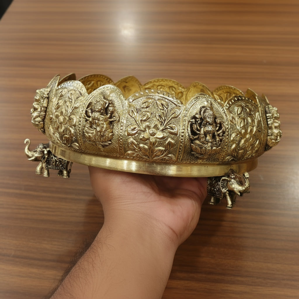 brass Ashtha Lakshmi urli bowl for home décor/ pooja / gift item